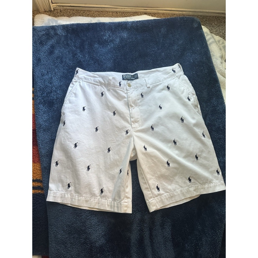 Ralph Lauren RRL Polo All Over Print White Shorts Size 36 Mens Vintage Y2K VTG